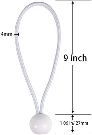 AOPRIE 30 Pack Bungee Balls, White Ball Bungee Heavy Duty Heavyweight 9inches Tarp Bungee Cords, Weather Resistant Tie Down Strap 4mm Thickness - for Camping, Tents, Cargo, Holding Wire and Hoses - Image 3