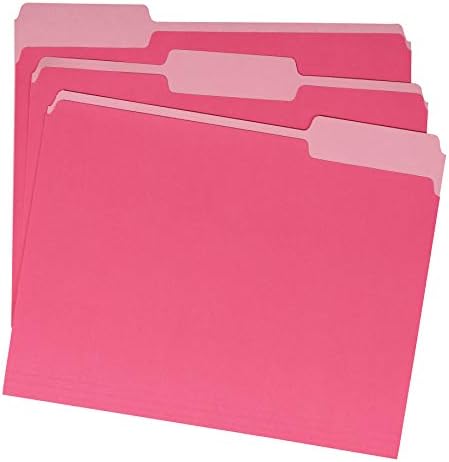 Amazon Basics File Folders for Organization, Letter Size, 1/3 Cut Tab, Pink, 36-Pack - Image 2