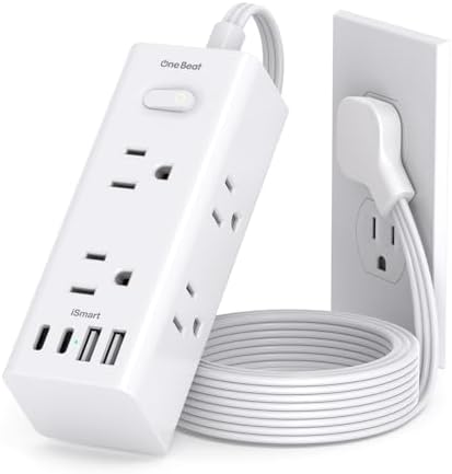 One Beat 5Ft Extension Cord with Multiple Outlets,Flat Plug Power Strip by OneBeat