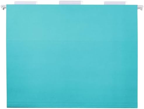 Amazon Basics Hanging File Folders with Adjustable Tabs for Document Organization, Letter Size, Aqua, 25-Pack - Image 3