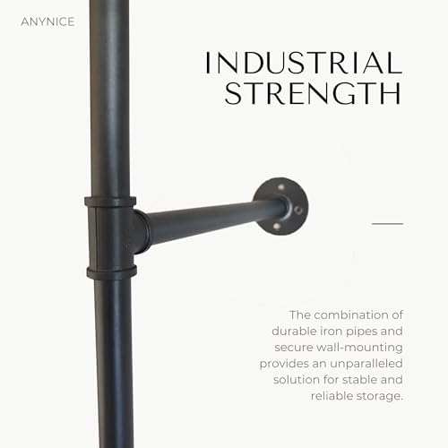 Industrial Pipe Clothing Rack, Wall Mounted Clothes Rack, 75", 3 Rods - Image 5
