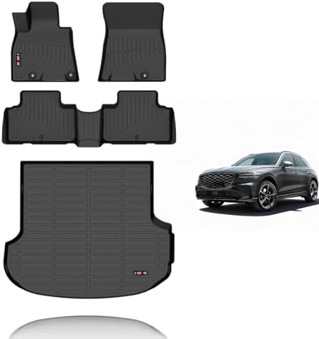 KELCSEECS Floor Mats & Cargo Liner for 2026 2025 2024 2023 2022 2021 Genesis GV80(Only fit 5 Seats,Not for 7 Seats,Not for Coupe) Car Mats Genesis GV80 Floor Mats Trunk Mat Accessories Black by KELCSEECS