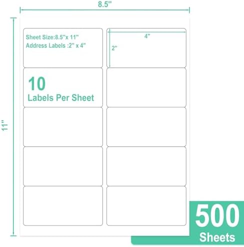 L Liked 2"x4" Bulk Printable White Label Stickers 5000 Labels 500 Sheets - Image 2