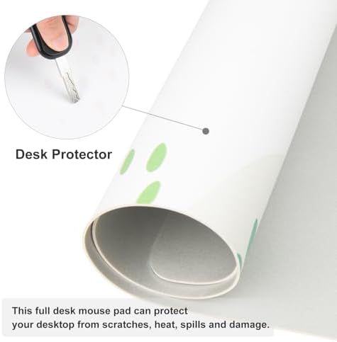 Faux Leather Large Mouse Pad, Office Desk Mat, 31.5"x11.8", Green White - Image 4