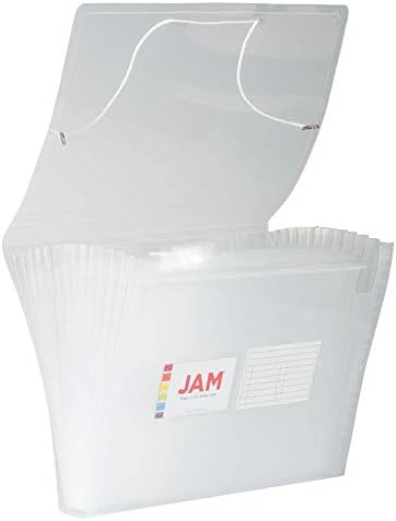 JAM PAPER Accordion Folders - 13 Pocket Plastic Expanding File - Letter Size - 9 x 13 - Clear - Sold Individually by JAMPaper
