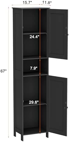 Homleke Tall Bathroom Storage Cabinet with 2 Doors, Slim Bathroom Cabinet - Image 3
