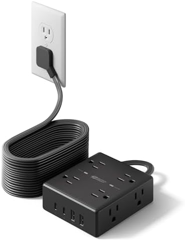 SUPERDANNY Extension Cord,Flat Plug Surge Protector Power Strip,20Ft by SUPERDANNY