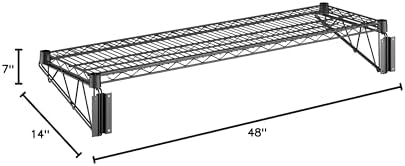 14" x 48" Wire Black Epoxy Wall Mount Shelf, Commercial Fixed Wall Mount Rack, NSF, Metal Floating Shelving for Kitchen, Stock Rooms, Home and Hotel - Image 3