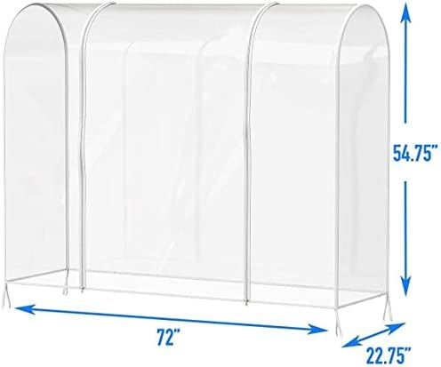 Simple Houseware Industrial Grade Z-Base Garment Rack, 500lb Load with 62 Inches Extra Long Bar, Gray + Small Clear Garment Rack Cover - Image 3