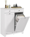 HOMCOM Laundry Cabinet with 2 Removable Baskets, Tilt Out Hamper, White by HOMCOM