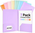 Sooez 7Pack Folders with Pockets, Plastic Pocket Folders with Extra Labels by Sooez