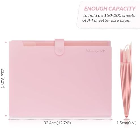 SKYDUE Expanding File Folder, Accordion File Organizer with 8 Pockets, Expandable Document Paper Receipt Holder for School Office Hospital, Letter/A4 Size Pink - Image 5