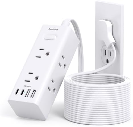 One Beat 15Ft Extension Cord with Multiple Outlets,Flat Plug Power Strip by OneBeat