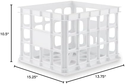 Sterilite Storage Crate, Stackable Plastic Bin Open Basket with Handles, Organize Home, Garage, Office, School, White, 1-Pack - Image 5