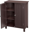 SUPER DEAL Modern Bathroom Floor Storage Cabinet with Adjustable Shelf and Double Door Rust Proof, Living Room Modern Home Furniture Storage Organizer Cabinet, Brown by Superdeal