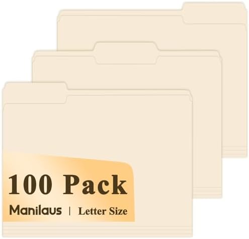 Manilla Folders 8.5 x 11, Manila File Folders 1/3-Cut Letter Size by Unknown