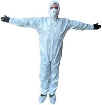 keebomed Hazmat suit, Chemical Protective Coverall, Category III, Type A, Microporous,Hood, Elastic Wrists and Ankles, Zipper by keebomed