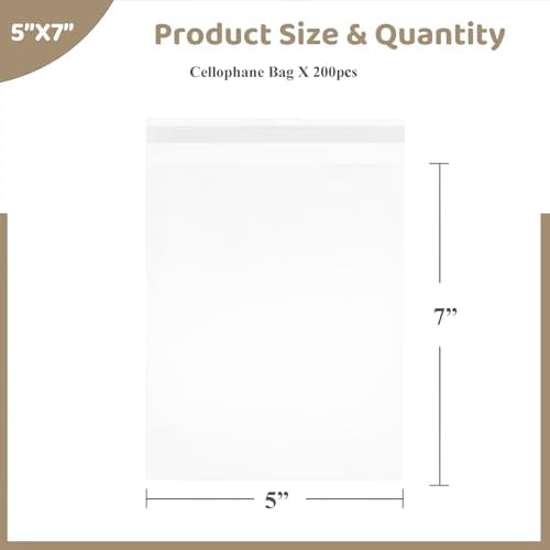 WIKDAY 200PCS Cookie Bags 5x7 Inches Clear Self Sealing Cellophane Bags - Image 2