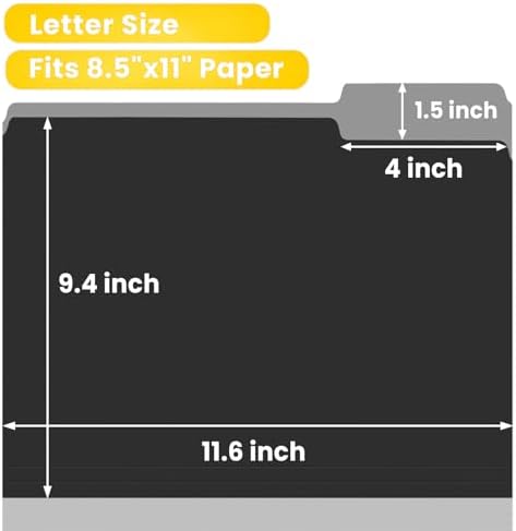 SUNEE File Folders, 30 Pack Manilla Folders 8.5 x 11, Colored File Folders Home Office School Supplies for Documents Files Paper, Black - Image 2