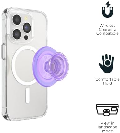 PopSockets Phone Grip for MagSafe, Magnetic Holder- Clear Lavender - Image 4