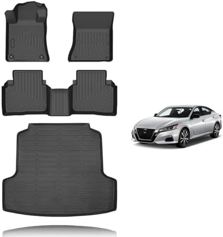 All Weather Car Floor Mats & Cargo Liner Set Fit for Nissan Altima 2019 2020 2021 2022 2023 2024 2025 2026 Floor Liners Trunk Liner Altima Cargo Mat Accessories Black by VOUKIY