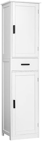 usikey 67'' Tall Bathroom Cabinet, Storage Cabinet with 4 Shelves & 2 Doors, Narrow Storage Cabinets for Bathroom, Living Room, Home Office, White by USIKEY