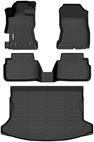 GINOWY-Floor Mats & Cargo Liner for Subaru Crosstrek 2018-2023& Impreza (Not Hybrid Models) 2017-2023, TPE All Weather Crosstrek Floor Mats, Non-Slip Waterproof Floor Liners Accessories Black by GINOWY