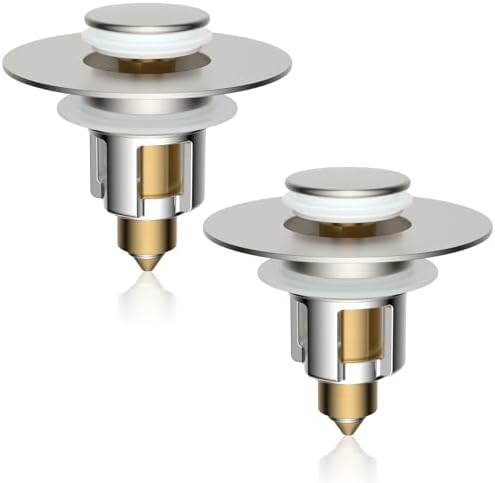2-Pack Universal Metal Bathroom Sink Stopper Strainer, Brushed Nickel by iFealClear