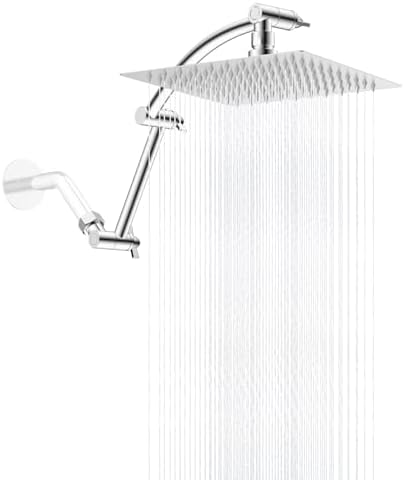 Hibbent All Metal 8'' Rain Shower Head with 16'' Extension Arm, Chrome by Hibbent