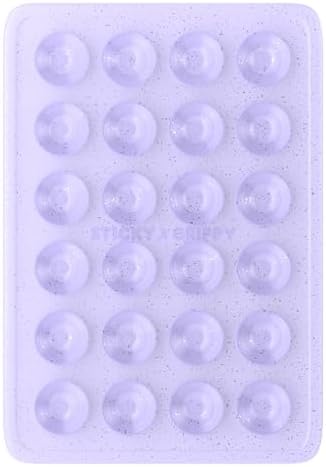 StickyGrippy Suction Phone Case Mount, Sillicon Adhesive Phone Accessory for iPhone and Android, Hands-Free Fidget Toy Mirror Shower Phone Holder, Tiktok Videos and Selfies (Purple Glitter) - Image 2