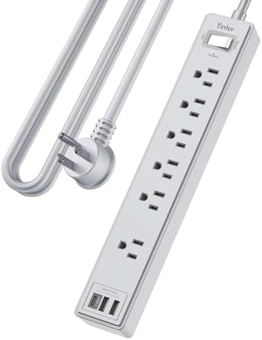 Yintar 10Ft Surge Protector Power Strip with 6 Outlets & 3 USB Ports, Grey by Yintar