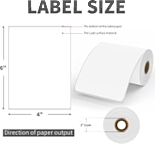 9527 Product 4" x 6" Thermal Labels for Zebra Rollo Direct Thermal Printers, 1 Roll 250 Labels Blank Direct Thermal Shipping Label - Image 2