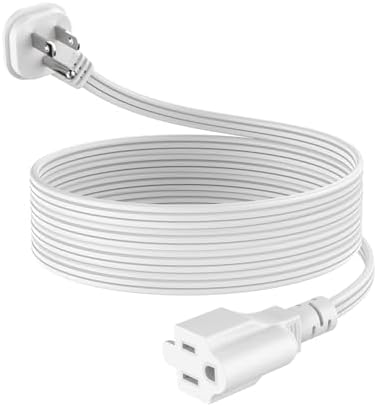 6Ft Flat Plug Short Extension Cord, White 90-Degree Plug Low Profile Power Adapter, 3-Prong Indoor Grounded Small Extension Cord 16AWG 13A 1625W 1 Pack by LitStar