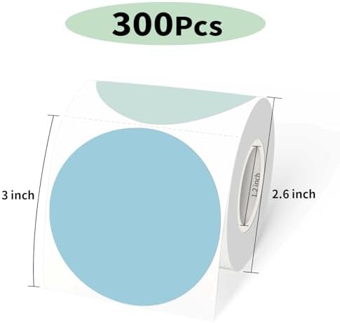3 Inch Round Thermal Label Printer Stickers, Self-Adhesive Direct Thermal Labels Stickers, Waterproof/Perforation Line Design- 300 Sheets/Multi-Colored - Image 2