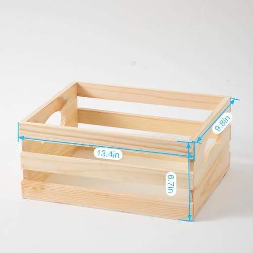 Set of 3 Rustic Wooden Nesting Crates with Handles, Decorative Wood Crates, Crate Box Wooden Storage Box for Kitchen, Office, Bedroom, Closet, Rustic Country Decor(Large Size 13.4x9.8x6.7 in) - Image 3