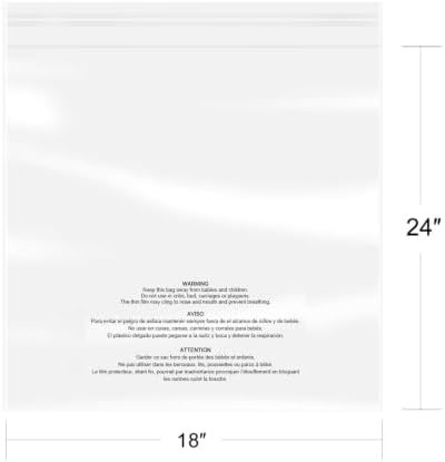 18" x 24" (100 Count) Clear Poly Bags with Suffocation Warning - Image 2