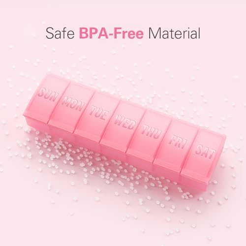 Barhon Large Weekly Pill Organizer, Big Vitamin Organizer Case for 7 Day, Travel Medicine Pill Box to Hold Various Supplements and Fish Oil, Sakura Pink - Image 5