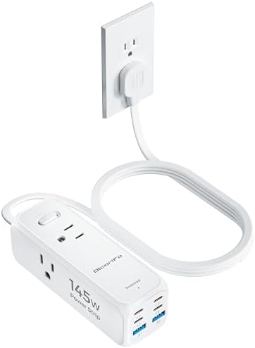 Olcorife USB Power Strip with 3 AC Outlets 6 USB Ports(4 USB C),5 FT by olcorife