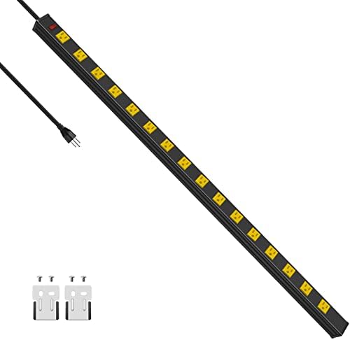 JUNNUJ Long Metal 16 Outlet Wide Spaced Power Strip, Yellow, 10 FT Cord by JUNNUJHome