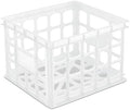 Sterilite Storage Crate, Stackable Plastic Bin Open Basket with Handles, Organize Home, Garage, Office, School, White, 6-Pack by Sterilite