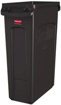 Rubbermaid Commercial Products Slim Jim Plastic Rectangular Trash/Garbage Can/Bin with Venting Channels, 23 GAL, Brown, for Kitchens/Classrooms/Offices/Back of House by RubbermaidCommercialProducts