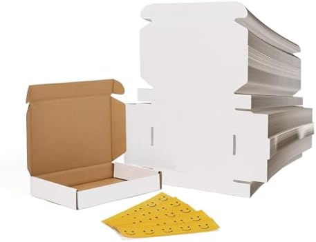 RLAVBL 6x4x1 Shipping Boxes Set of 100, White Small Corrugated Cardboard Box, Mailer Box by RLAVBL