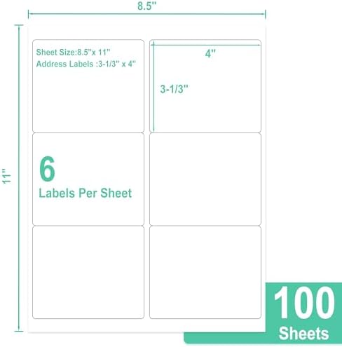 L LIKED 3-1/3"x4 Printable Matte Sticker Labels 600 Labels 100 Sheets - Image 2