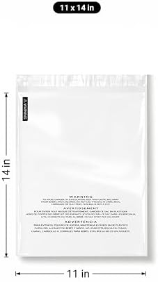 POLYSELLS 1000 Count 11x14” Clear Poly Bags with Suffocation Warning Self-Sealing Plastic Bags for Shipping, Retail Packaging, T-Shirts & Clothing - Permanent Adhesive - Image 7