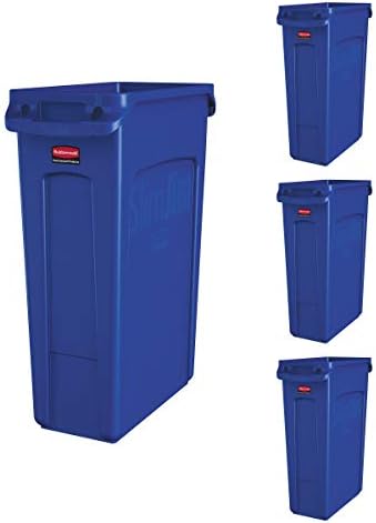 Rubbermaid Commercial Products Slim Jim Trash/Garbage Can with Venting Channels, 23-Gallon, Blue, for Kitchen/Office/Workspace, Pack of 4 by RubbermaidCommercialProducts