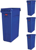 Rubbermaid Commercial Products Slim Jim Trash/Garbage Can with Venting Channels, 23-Gallon, Blue, for Kitchen/Office/Workspace, Pack of 4 by RubbermaidCommercialProducts