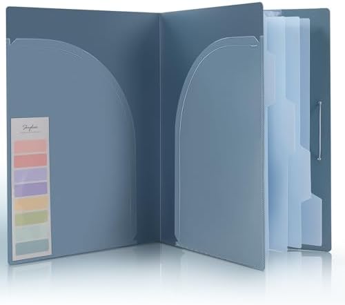 SKYDUE Accordion File Organizer, 5 Pocket Expanding File Folders with Pockets, Document Organizer, Portable Paper Organizer，School Office Supplies Blue by SKYDUE