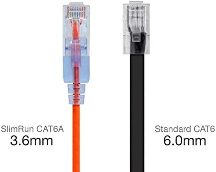 Monoprice SlimRun Cat6A Ethernet Patch Cable - Snagless RJ45 UTP Pure Bare Copper Wire 10G 30AWG 2ft Orange 10-Pack - Image 3