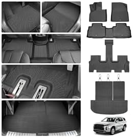 Floor Mats for Hyundai Palisade 2020-2025, Trunk Mat with Back Seat Cover for Palisade Accessories, All Weather Cargo Liner 3 Rows Full Set Carpet Protection by cartist