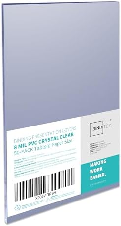 Binditek 8 Mil PVC Binding Covers, 11 x 17 Inches, Clear, 50 Pack by Binditek